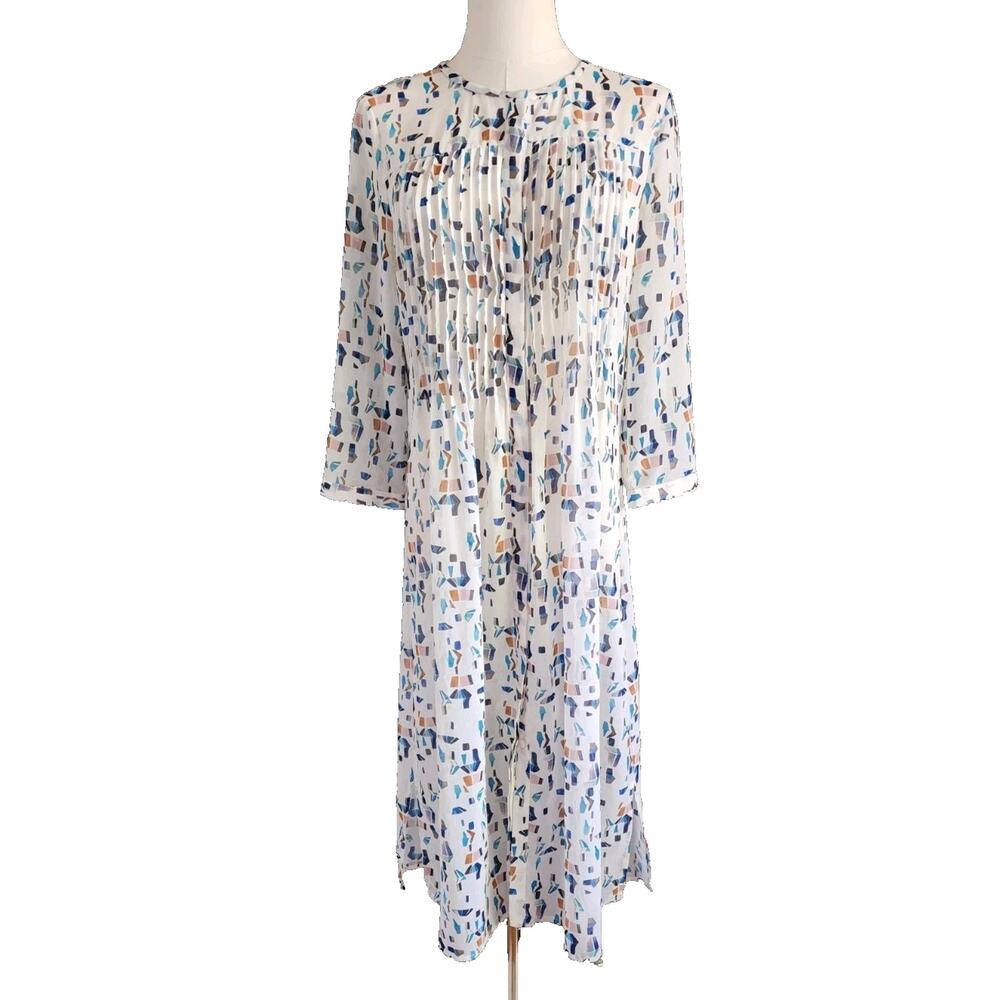 Ted Baker White and Blue Midi Dress